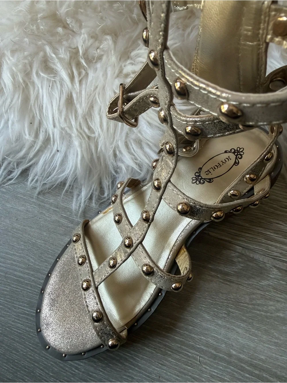 Joyfolie Girls Tan Knee-High Gladiator Sandals